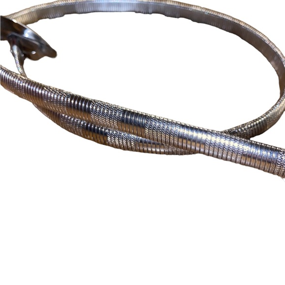 Vintage silver snake chain belt w unique buckle stretch - Picture 7 of 13